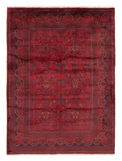 Bordered Traditional Red Area rug 4x6 Afghan Hand-knotted 377827