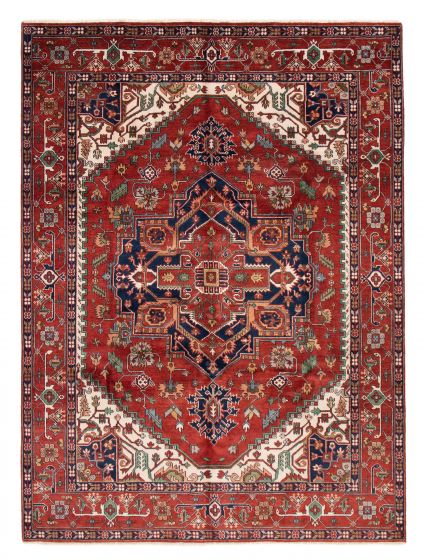 Bordered  Traditional Red Area rug 9x12 Indian Hand-knotted 378921