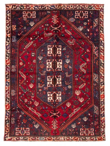 Bordered  Tribal Red Area rug 5x8 Persian Hand-knotted 383984