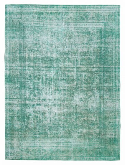 Overdyed  Transitional Green Area rug 9x12 Turkish Hand-knotted 392194