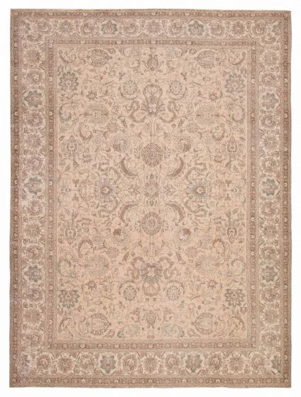 Traditional  Vintage/Distressed Ivory Area rug 10x14 Turkish Hand-knotted 392543