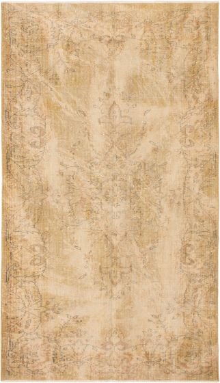 Bordered  Vintage Brown Area rug 5x8 Turkish Hand-knotted 295912