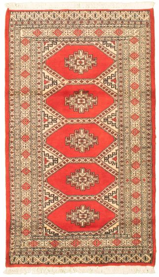 Bordered  Tribal Red Area rug 3x5 Pakistani Hand-knotted 326075