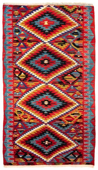 Flat-weaves & Kilims  Tribal Red Area rug Unique Turkish Flat-weave 343569