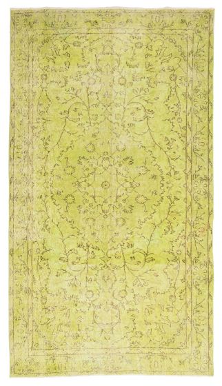 Bordered  Transitional Green Area rug Unique Turkish Hand-knotted 362227