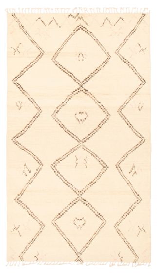 Moroccan  Tribal Ivory Area rug 5x8 Pakistani Hand-knotted 366894