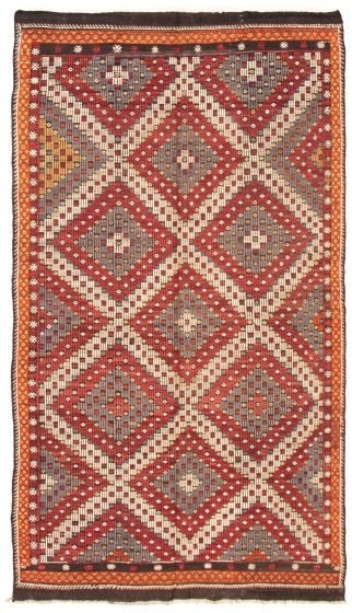 Flat-weaves & Kilims  Geometric Ivory Area rug Unique Turkish Flat-Weave 369837