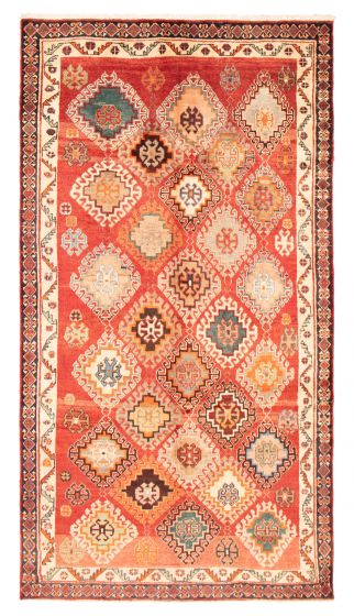 Bordered  Tribal Red Area rug Unique Turkish Hand-knotted 373732