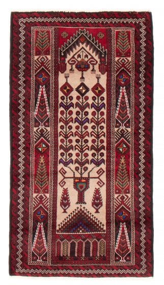 Bordered  Tribal Red Area rug 3x5 Afghan Hand-knotted 384858