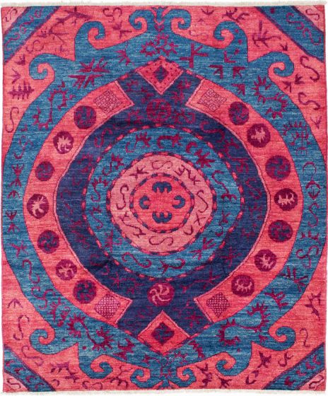 Casual  Transitional Pink Area rug 6x9 Indian Hand-knotted 268905