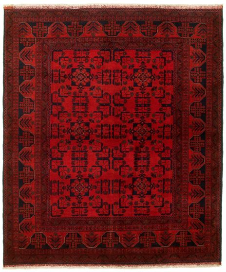 Bordered  Tribal Red Area rug 4x6 Afghan Hand-knotted 326033
