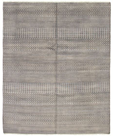 Casual  Transitional Grey Area rug 6x9 Indian Hand-knotted 331991