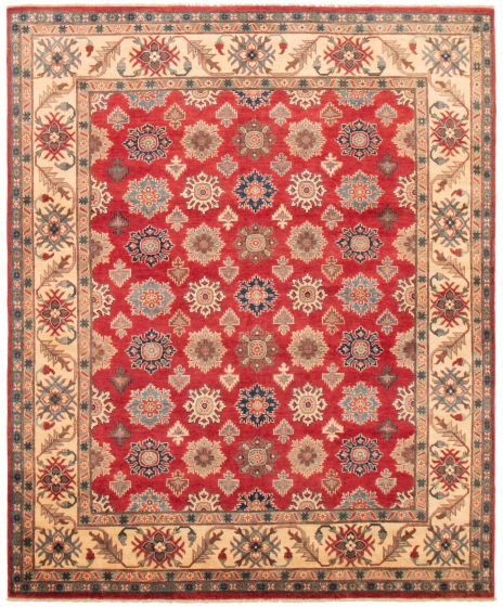 Bordered  Traditional Red Area rug 6x9 Afghan Hand-knotted 363696