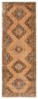 Bordered  Traditional Brown Runner rug 13-ft-runner Turkish Hand-knotted 358920