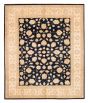 Bordered  Traditional Black Area rug 6x9 Afghan Hand-knotted 379009