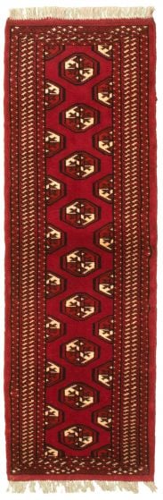Bordered  Tribal Red Runner rug 6-ft-runner Turkmenistan Hand-knotted 333397