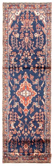 Bordered  Traditional Blue Runner rug 14-ft-runner Persian Hand-knotted 366253