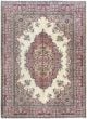 Bordered  Traditional Ivory Area rug 6x9 Turkish Hand-knotted 281048