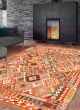 Bordered  Geometric Multi Area rug 6x9 Turkish Flat-weave 330887