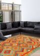 Bordered  Geometric Multi Area rug 3x5 Turkish Flat-weave 330971
