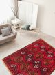 Bordered  Tribal Red Area rug 3x5 Afghan Hand-knotted 333006