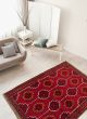 Bordered  Tribal Red Area rug 3x5 Afghan Hand-knotted 333727