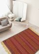 Bordered  Stripes Red Area rug 3x5 Turkish Flat-weave 334907