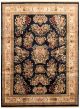 Bordered  Traditional Black Area rug 9x12 Indian Hand-knotted 335431