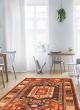 Bordered  Traditional Brown Area rug 4x6 Indian Hand-knotted 346417