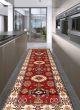 Bordered  Traditional Red Runner rug 10-ft-runner Indian Hand-knotted 347357