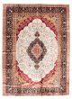 Bordered  Traditional Ivory Area rug 9x12 Indian Hand-knotted 348567