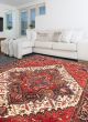 Bordered  Traditional Red Area rug 8x10 Persian Hand-knotted 351567