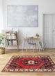 Bordered  Tribal Red Area rug 4x6 Turkish Hand-knotted 352071