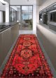 Bordered  Traditional Red Runner rug 10-ft-runner Persian Hand-knotted 352689