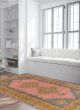 Bordered  Vintage Pink Area rug 4x6 Turkish Hand-knotted 358993