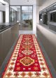 Bordered  Traditional Red Runner rug 9-ft-runner Indian Hand-knotted 363160