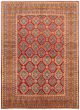 Bordered  Traditional Red Area rug Unique Afghan Hand-knotted 363757