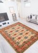 Bordered  Traditional Ivory Area rug 9x12 Afghan Hand-knotted 364090
