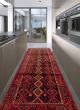 Bordered  Traditional Black Runner rug 11-ft-runner Persian Hand-knotted 366261