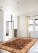 Bordered  Traditional Brown Area rug 9x12 Indian Hand-knotted 369317