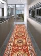 Bordered  Traditional Red Runner rug 16-ft-runner Indian Hand-knotted 369686