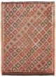 Flat-weaves & Kilims  Geometric Red Area rug 5x8 Turkish Flat-Weave 369836