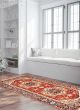 Bordered  Traditional Red Runner rug 6-ft-runner Indian Hand-knotted 370019