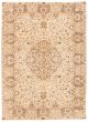 Bordered  Vintage/Distressed Ivory Area rug 6x9 Turkish Hand-knotted 372352