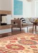 Bordered  Traditional Ivory Area rug 5x8 Afghan Hand-knotted 377996