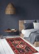 Bordered  Geometric Blue Area rug 3x5 Persian Hand-knotted 381318