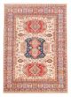 Bordered  Geometric Ivory Area rug 5x8 Afghan Hand-knotted 381869