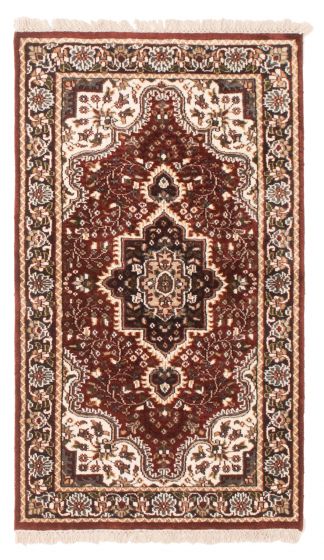 Bordered  Traditional Red Area rug 3x5 Indian Hand-knotted 348896