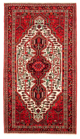 Bordered  Traditional Red Area rug 5x8 Persian Hand-knotted 352531