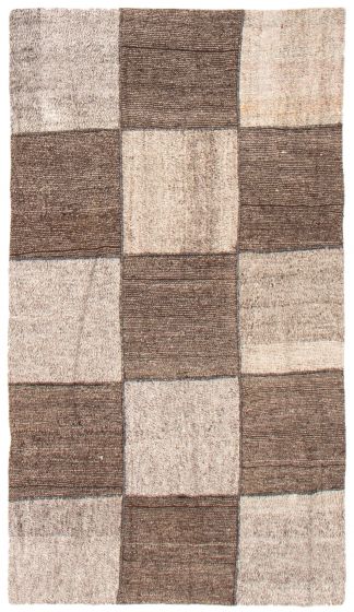 Transitional Brown Area rug 4x6 Turkish Flat-Weave 369429